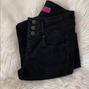 Black Wax Stretch Butt Enhancing Jeans